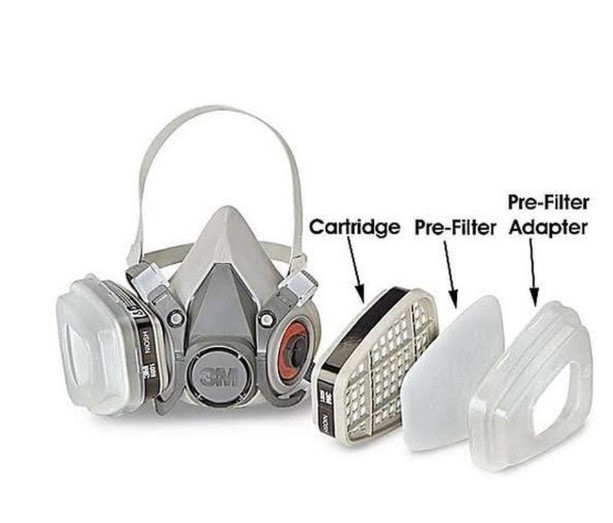 Safety Gas Mask Chemical 3M 6200 Full Set 6001 / 6003 Catridge Masker Gas Respirator - 3M 6001